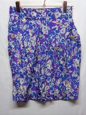 Fei- Anthropologie Vintage Silk Vibrant Skirt With Sequins
